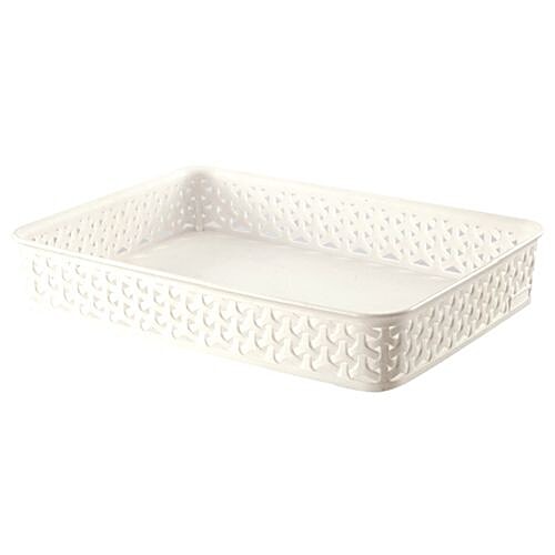 Ratan Multipurpose Plastic Basket - A4, Cream, Royal, 24010CR, 4.1 L  