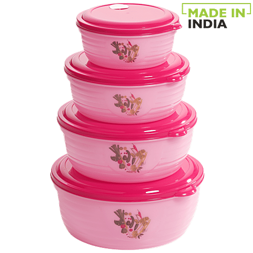 Buy Mastercook Storage Container with Lid Pink, Plastic, Printed
