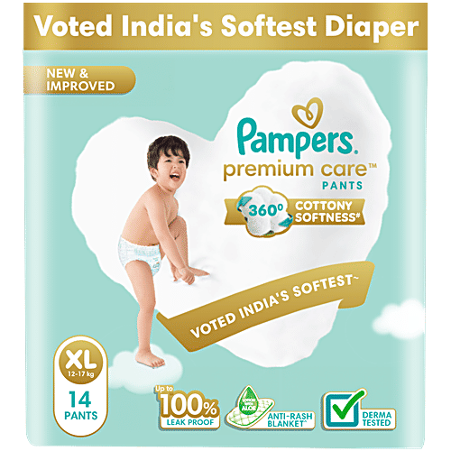 Pampers Premium Care Diaper Pants - Extra Large, 12-17 kg, Lotion with Aloe Vera, 11 pcs