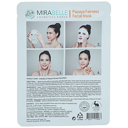 Mirabelle Korea - Papaya, Fairness Facial Mask, 1 pc