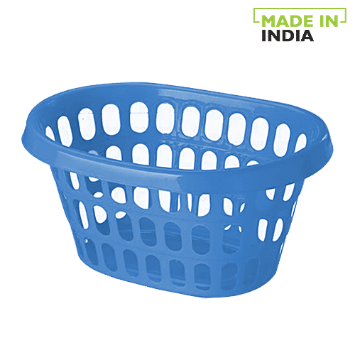 Buy Ratan Multipurpose Plastic Basket Laundry/Clothes, Blue, Oval