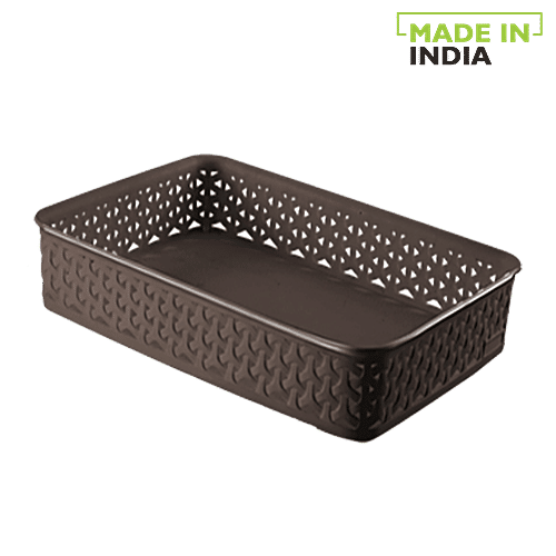 Ratan Multi Utility Plastic Basket - Brown, Royal, 24020 A5 - Br, 1 pc  