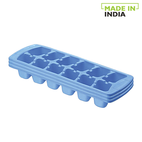 Ratan Plastic Ice Cube Tray - Blue, 3 pcs  