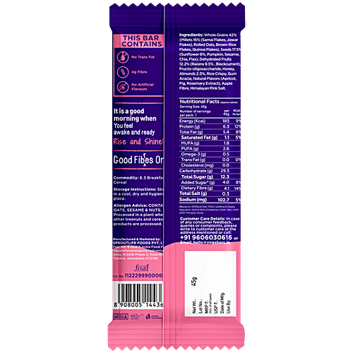 Yoga Bar Apricot Fig Protein Bar, 50 g  Fibre & Protein Rich