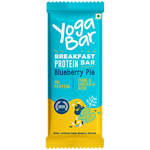 Yoga Bar Blueberry Pie Breakfast Protein Bar, 45 g Fibre & Protein Rich, Omega-3