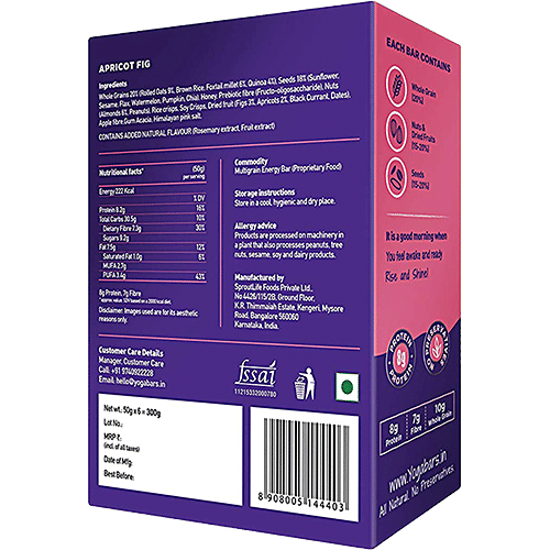 Yoga bar Breakfast Protein Bar - Apricot & Fig, 50 g Pack of 6 