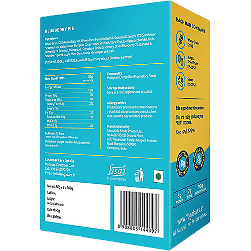 Yoga bar Breakfast Protein Bar - Blueberry, 50 g Pack of 6 