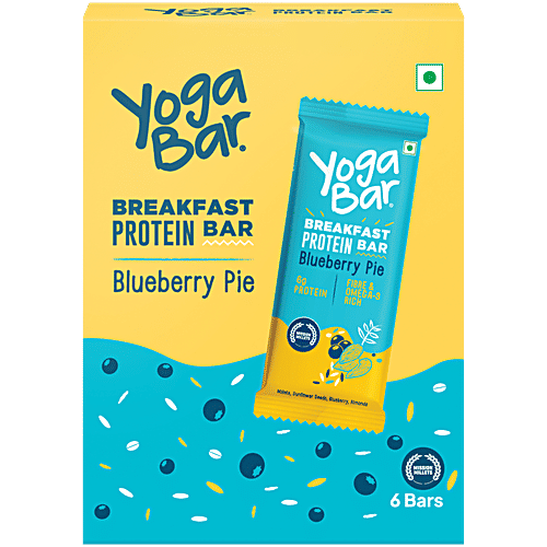Yoga Bar Breakfast Protein Bars - Blueberry Pie, Healthy Snack, Rich In Protein & Fibre, 270 g (45 g x 6 pcs) Fibre & Protein Rich