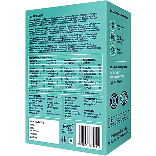 Yoga bar Breakfast Protein Variety Bar - Almond Coconut, Apricot & Fig, Blueberry, Apple Cinnamon, 50 g Pack of 6 