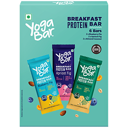 Yoga Bar Breakfast Protein Bars - Assorted Flavours, 270 g (6 x 45 g)