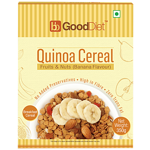 GoodDiet Breakfast - Quinoa Cereal With Fruits & Nuts, Banana Flavour, 350 g  