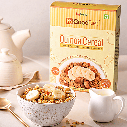 GoodDiet Breakfast - Quinoa Cereal With Fruits & Nuts, Banana Flavour, 350 g  