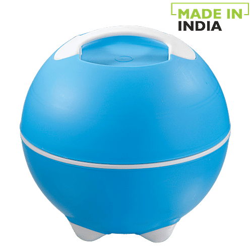 Pinnacle Sunny Casserole For Roti/Chapati & Steel Container - Blue, Picnic Kit, 2 pcs (2.5 L + 300 ml) 