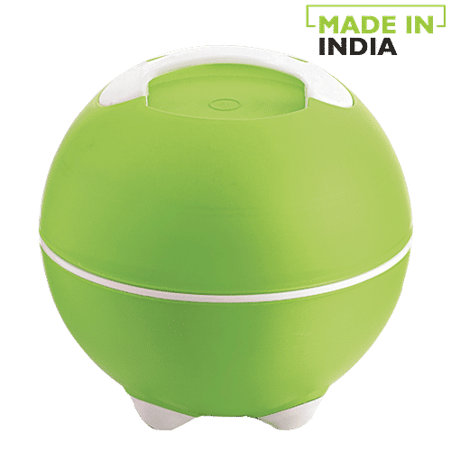 Pinnacle Sunny Casserole For Roti/Chapati & Steel Container - Green, Picnic Kit, 2 pcs (2.5 L + 300 ml) 