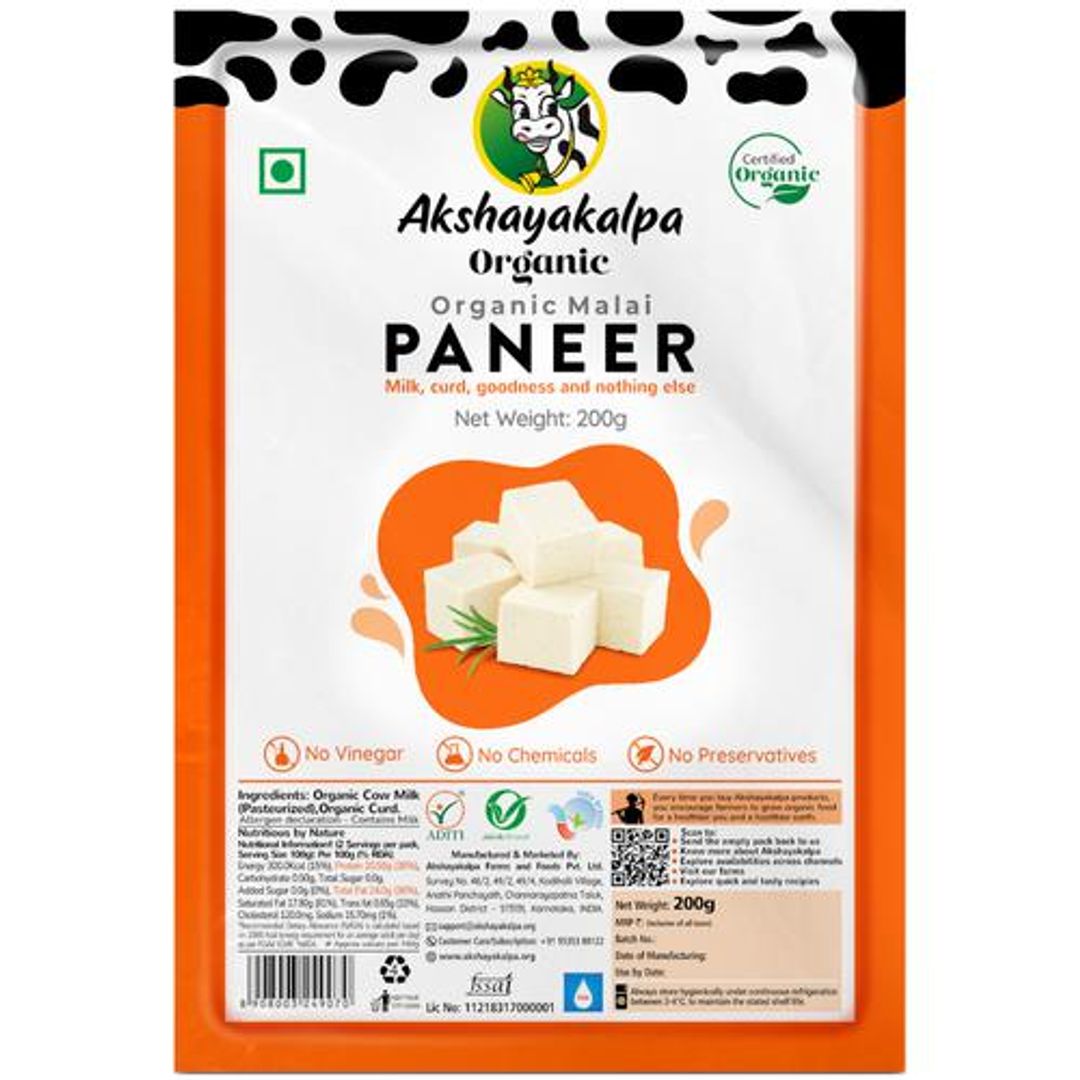 AKSHAYAKALPA Organic Malai Paneer, 200 g 