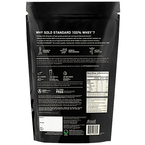 Optimum Nutrition Gold Standard Whey Protein - Double Rich Chocolate, For Muscles, 454 g Pouch For Muscles