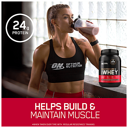 Optimum Nutrition Gold Standard Whey Protein - Double Rich Chocolate, For Muscles, 454 g Pouch For Muscles