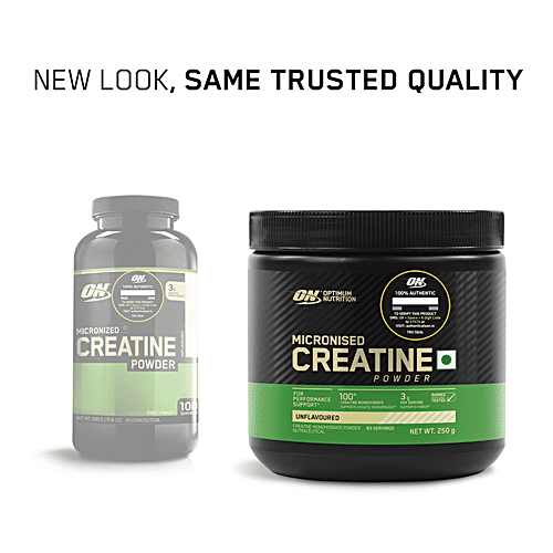 Optimum Nutrition Optimum Nutrition Micronised Creatine Powder - 3g Of Creatine Monohydrate Per Serve, Supports Athletic Performance & Power, Unflavoured, 250 g (83 Serves, 250 g (83 Serves)