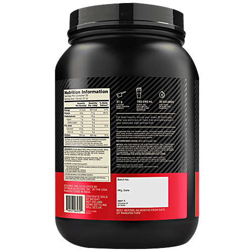 Optimum Nutrition Gold Standard Vanilla Ice Cream Whey Protein Powder, 907 g Pouch Muscle Support