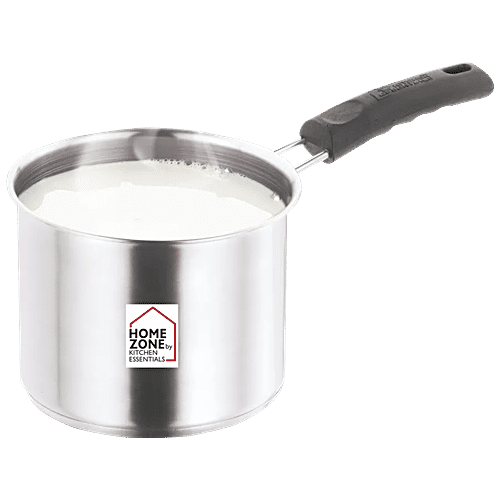 Kitchen Essentials Stainless Steel Milk Pan - Induction Base, Dishwasher Safe, 14 cm, With Handle, Home Zone, 1.1 L Dishwasher Safe