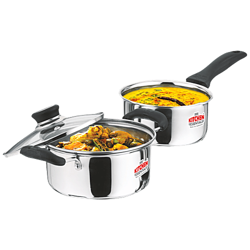 Buy Kitchen Essentials Klassic Cookware Set Silver, Sauce Pan 14 cm (1 L) + Casserole with