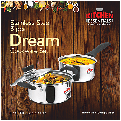 Buy Kitchen Essentials Klassic Cookware Set Silver, Sauce Pan 14 cm (1 L) + Casserole with