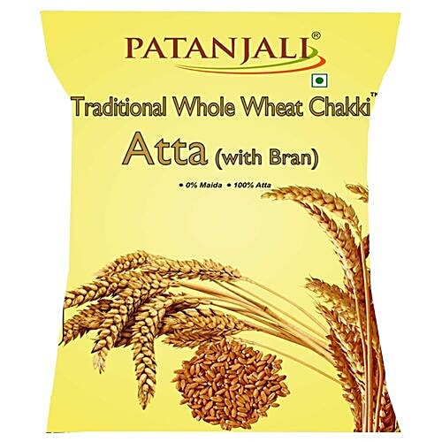 Patanjali Traditional Whole Wheat Chakki Atta - With Bran, 10 Kg  