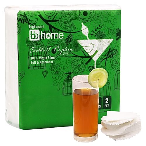 BB Home Cocktail Napkin - 2 Ply -100% Virgin Pulp/Paper, 50 Pulls  