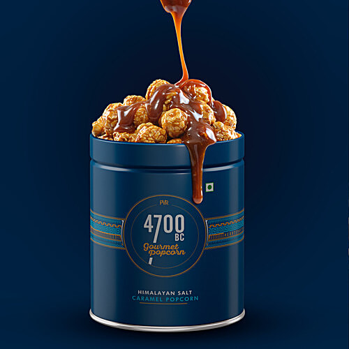 4700BC Himalayan Salt Caramel Gourmet Popcorn, 125 g Tin Zero Cholesterol