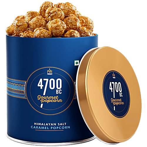 4700BC Himalayan Salt Caramel Gourmet Popcorn, 125 g Tin Zero Cholesterol