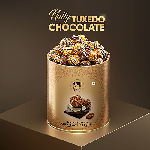 4700BC Nutty Tuxedo Chocolate Gourmet Popcorn, 150 g Tin Non-GMO, Gluten Free