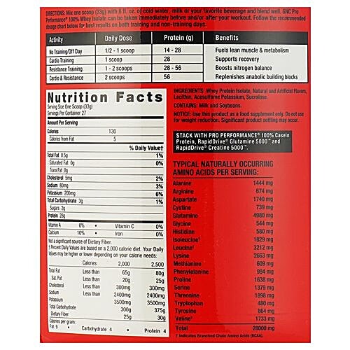 Buy GNC Whey Protein 100, Isolate, Vanilla Online at Best Price