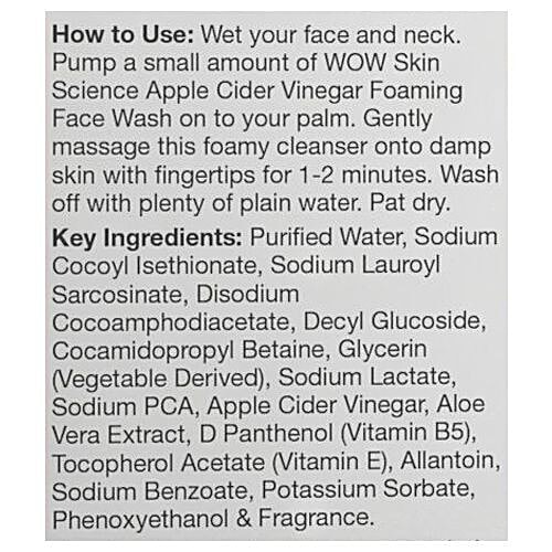Wow Skin Science Apple Cider Vinegar Face Wash - Aloe Vera Extract, Cleanses & Balances Skin, No Parabens & Sulphate, 100 ml  No Parabens & Sulphate