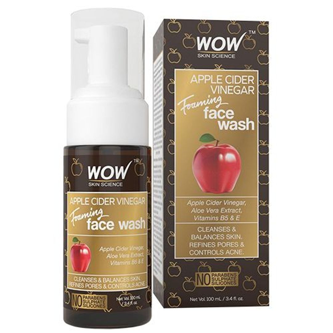Wow Skin Science Apple Cider Vinegar Face Wash - Aloe Vera Extract, Cleanses & Balances Skin, No Parabens & Sulphate, 100 ml 