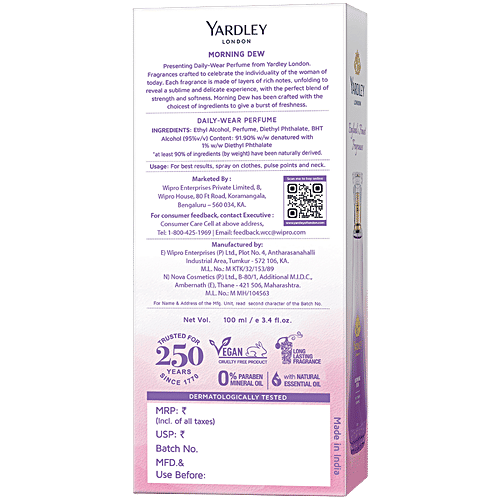 Yardley London Morning Dew Daily Wear Perfume for Women| Floral Scent, 100 ml  Daily Wear Perfume