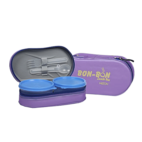 Milton Bon Plastic Lunch/Tiffin Box With Containers & Cover - Purple, 4 pcs  