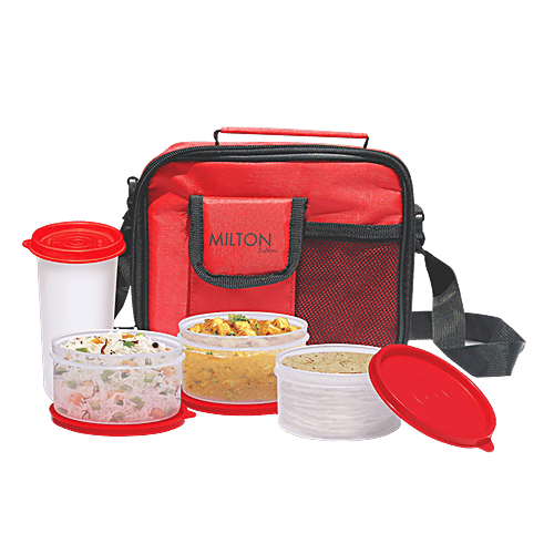 Buy Milton Combi Meal Plastic Lunch/Tiffin Box With Containers & Cover Red Online at Best