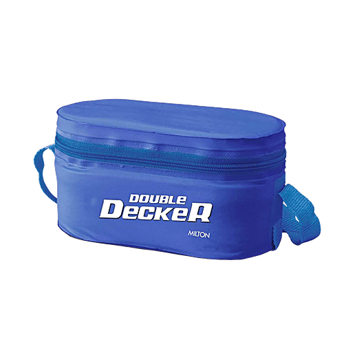 Milton Double Decker Plastic Lunch/Tiffin Box With Containers & Cover - Blue, 4 pcs  Microwave Safe & Dishwasher Safe