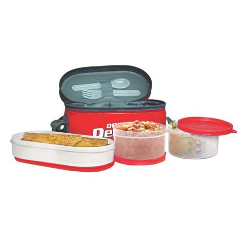 Red Milton Double Decker 3 Container Lunch Box 