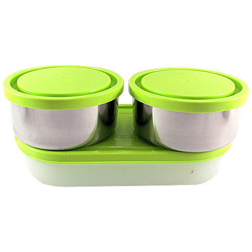 Milton Executive Stainless Steel Lunch/Tiffin Box With Containers & Cover - Green, 5 pcs Dishwasher Safe