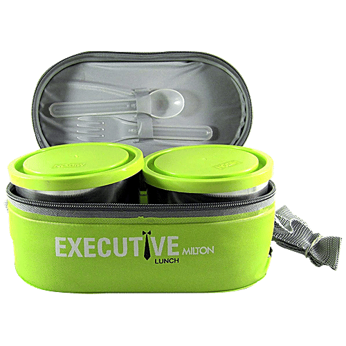 Milton Executive Stainless Steel Lunch/Tiffin Box With Containers & Cover - Green, 5 pcs Dishwasher Safe