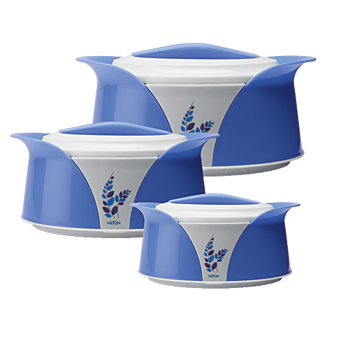 Milton Plastic Insulated Jr Casserole For Roti/Chapati Gift Set - Blue, Imperial, 3 pcs (450 ml + 850 ml + 1.5 L) 