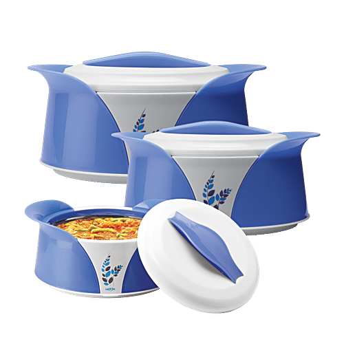 Milton Plastic Insulated Jr Casserole For Roti/Chapati Gift Set - Blue, Imperial, 3 pcs (450 ml + 850 ml + 1.5 L) 
