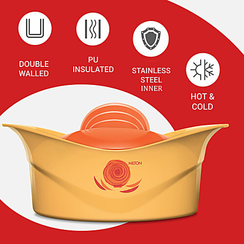 Milton Plastic Insulated Casserole For Rot/Chapati - Yellow, Regalia, 1.5 L  