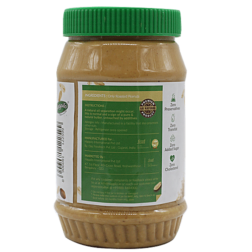 Happilo Peanut Butter - Crunchy, All Natural, 1 kg Jar