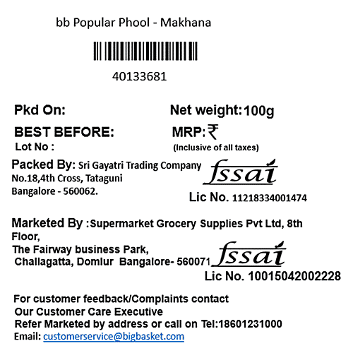 bb Popular Phool Makhana, 100 g Pouch 