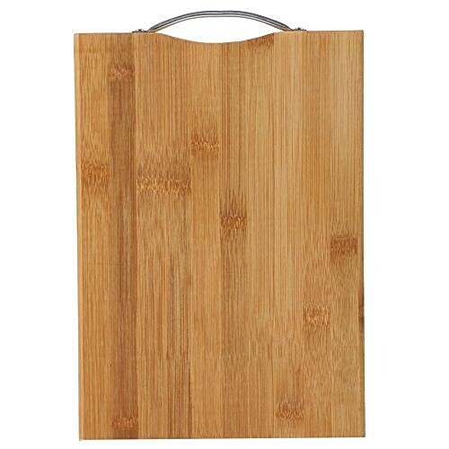 bb home BH 041 Chopping/Cutting Board - Brown, Bamboo Wood, Steel Handle, 32 cm x 22.5 cm x 1.5 cm, 1 pc  