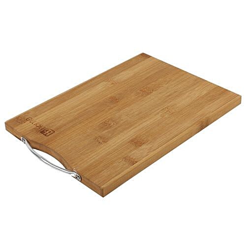 bb home BH 041 Chopping/Cutting Board - Brown, Bamboo Wood, Steel Handle, 32 cm x 22.5 cm x 1.5 cm, 1 pc  