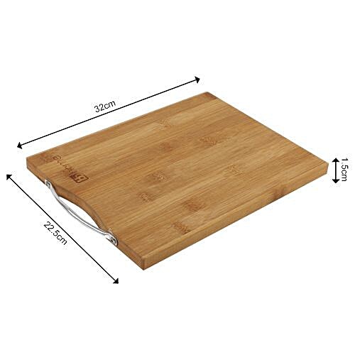 bb home BH 041 Chopping/Cutting Board - Brown, Bamboo Wood, Steel Handle, 32 cm x 22.5 cm x 1.5 cm, 1 pc  