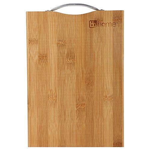 bb home BH 041 Chopping/Cutting Board - Brown, Bamboo Wood, Steel Handle, 32 cm x 22.5 cm x 1.5 cm, 1 pc  